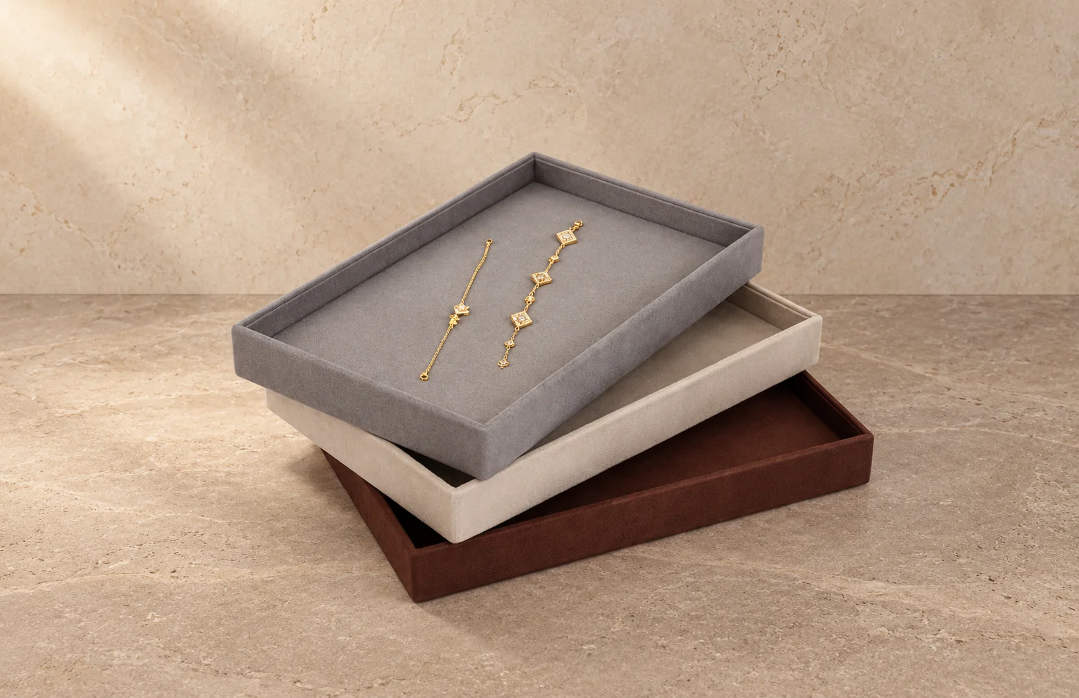 Soft grey jewelry tray jewelry display, GC CRAFTS