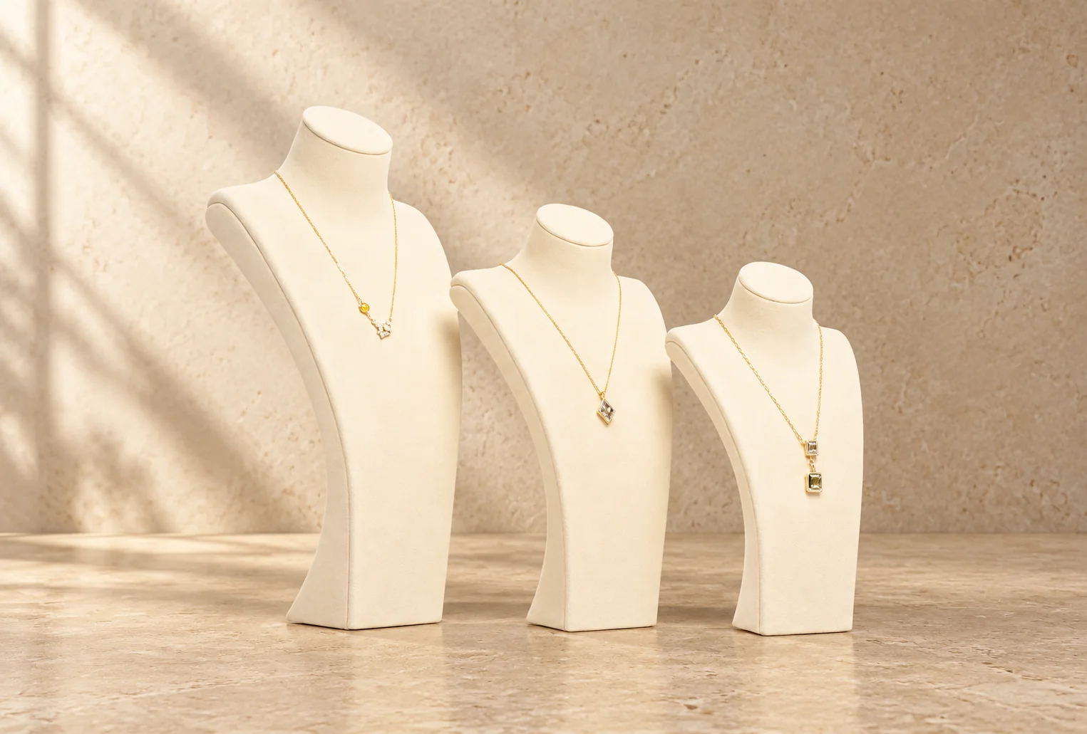 Ivory necklace busts jewelry display, GC CRAFTS