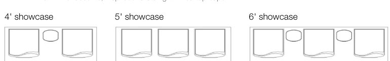 Classic platforms & risers 4, 5 and 6 foot showcase arrangement diagrams